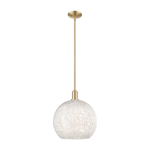 Innovations White Mouchette 14in 1-Light Mini Pendant | Industrial Champagne Bronze Steel and White Glass | Kitchen Island & | Model 716-1S-CB-G1216-14WM