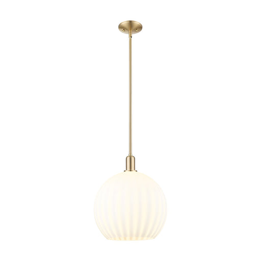 Innovations Lighting White Venetian 1-Light Mini Pendant | Industrial Champagne Bronze Steel and White Venetian Glass | Model 716-1S-CB-G1217-14WV