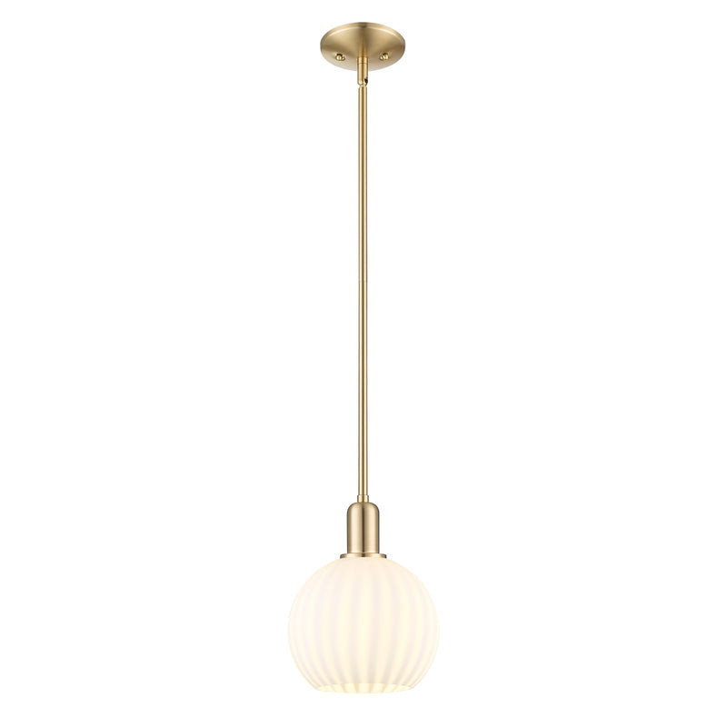 Innovations Lighting Arcadia 8in 1-Light Mini Pendant | Industrial Champagne Bronze Steel and White Venetian Glass | Kitchen | Model 716-1S-CB-G1217-8WV