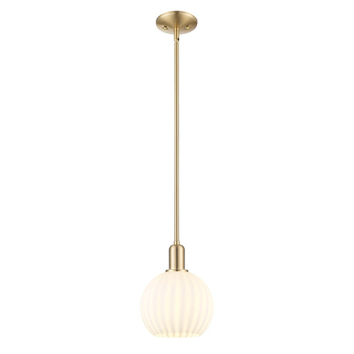 Innovations Lighting Arcadia 8in 1-Light Mini Pendant | Industrial Champagne Bronze Steel and White Venetian Glass | Kitchen | Model 716-1S-CB-G1217-8WV