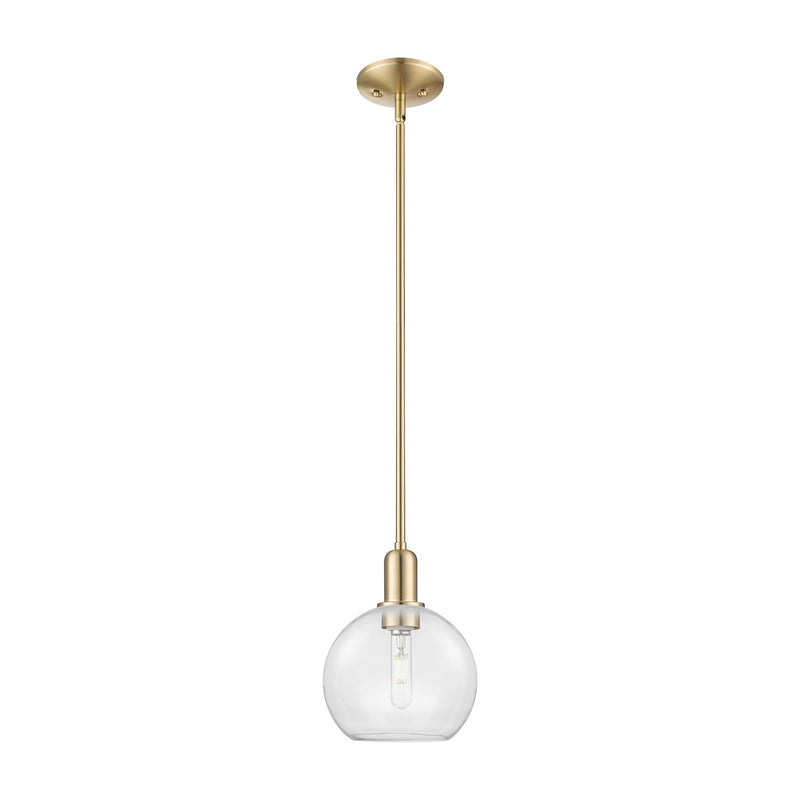 Innovations Athens 8in 1-Light Mini Pendant | Industrial Champagne Bronze Steel and Clear Glass | Kitchen Island & Dining Room | Model 716-1S-CB-G122-8