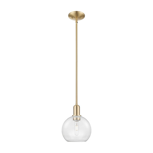 Innovations Athens 8in 1-Light Mini Pendant | Industrial Champagne Bronze Steel and Clear Glass | Kitchen Island & Dining Room | Model 716-1S-CB-G122-8