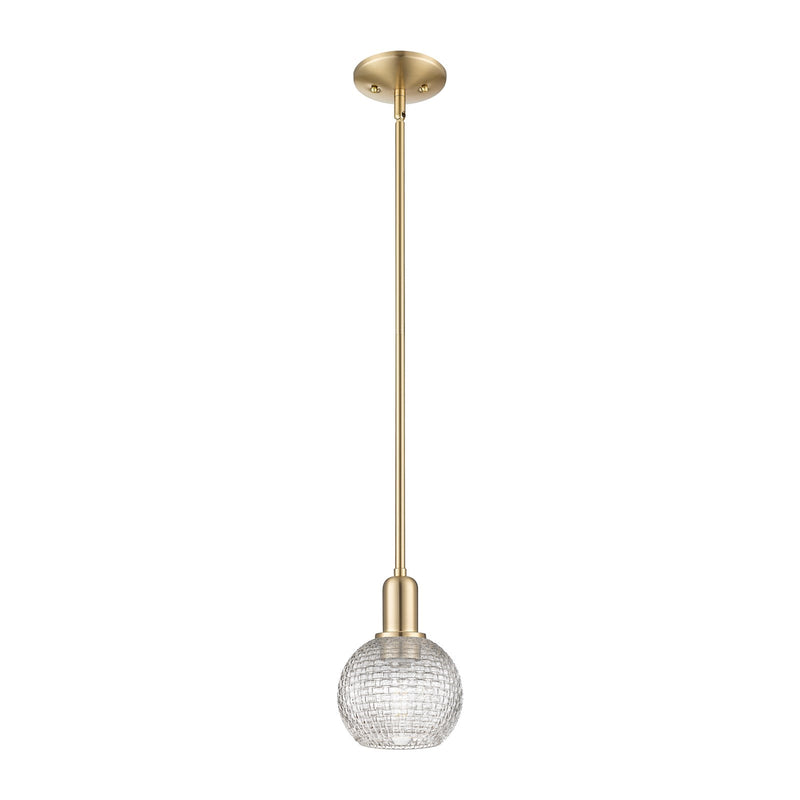 Innovations Athens 6in 1-Light Mini Pendant | Industrial Champagne Bronze Steel and Clear Basket Weave Glass | Kitchen Island | Model 716-1S-CB-G122C-6CL