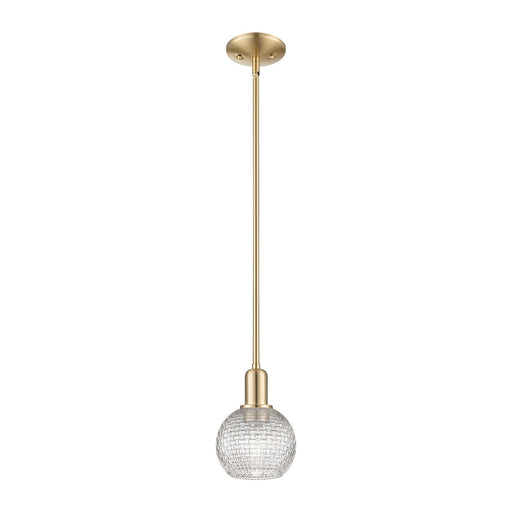 Innovations Athens 6in 1-Light Mini Pendant | Industrial Champagne Bronze Steel and Clear Basket Weave Glass | Kitchen Island | Model 716-1S-CB-G122C-6CL