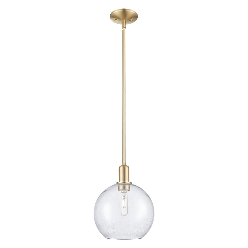 Innovations Athens 10in 1-Light Mini Pendant | Industrial Champagne Bronze Steel and Seedy Glass | Kitchen Island & Dining Room | Model 716-1S-CB-G124-10