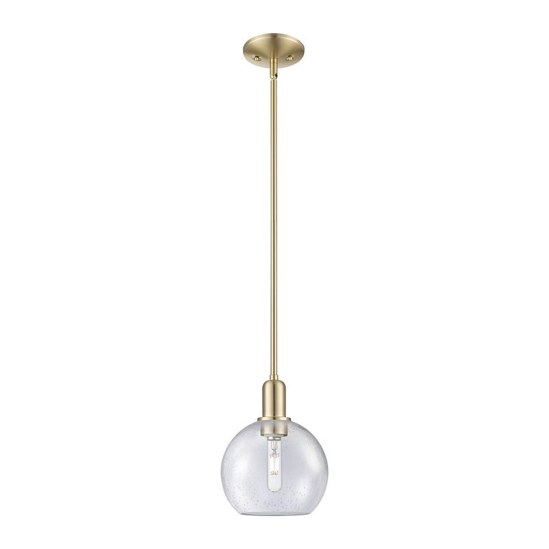 Innovations Athens 8in 1-Light Mini Pendant | Industrial Champagne Bronze Steel and Seedy Glass | Kitchen Island & Dining Room | Model 716-1S-CB-G124-8