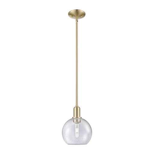Innovations Athens 8in 1-Light Mini Pendant | Industrial Champagne Bronze Steel and Seedy Glass | Kitchen Island & Dining Room | Model 716-1S-CB-G124-8