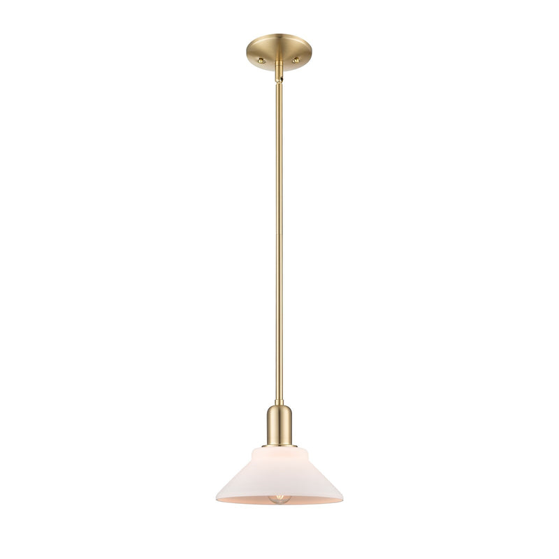 Innovations Orwell 8in 1-Light Mini Pendant | Industrial Champagne Bronze Steel and Matte White Glass | Kitchen Island & Dining | Model 716-1S-CB-G131