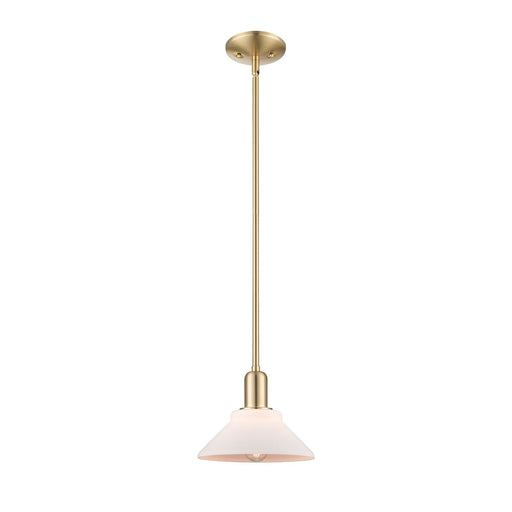 Innovations Orwell 8in 1-Light Mini Pendant | Industrial Champagne Bronze Steel and Matte White Glass | Kitchen Island & Dining | Model 716-1S-CB-G131