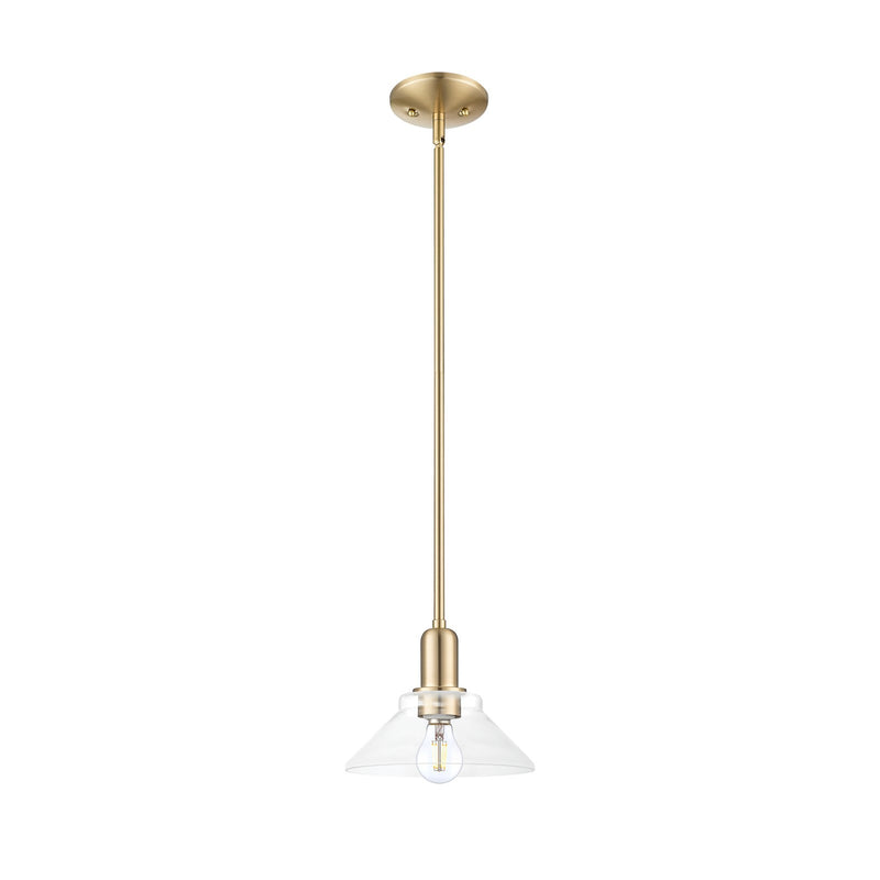 Innovations Orwell 8in 1-Light Mini Pendant | Industrial Champagne Bronze Steel and Clear Glass | Kitchen Island & Dining Room | Model 716-1S-CB-G132