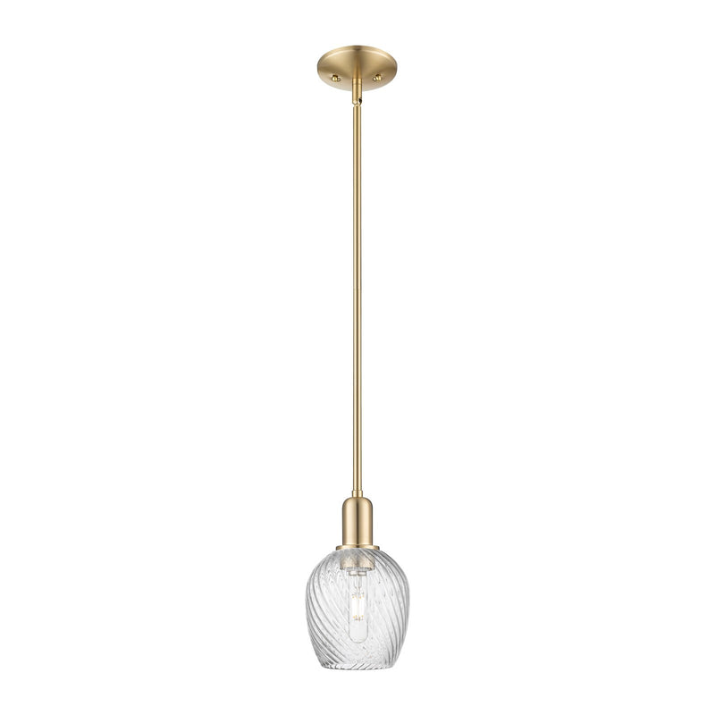 Innovations Salina 6in 1-Light Mini Pendant | Industrial Champagne Bronze Steel and Clear Spiral Fluted Glass | Kitchen Island & | Model 716-1S-CB-G292