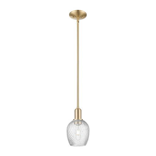 Innovations Salina 6in 1-Light Mini Pendant | Industrial Champagne Bronze Steel and Clear Spiral Fluted Glass | Kitchen Island & | Model 716-1S-CB-G292