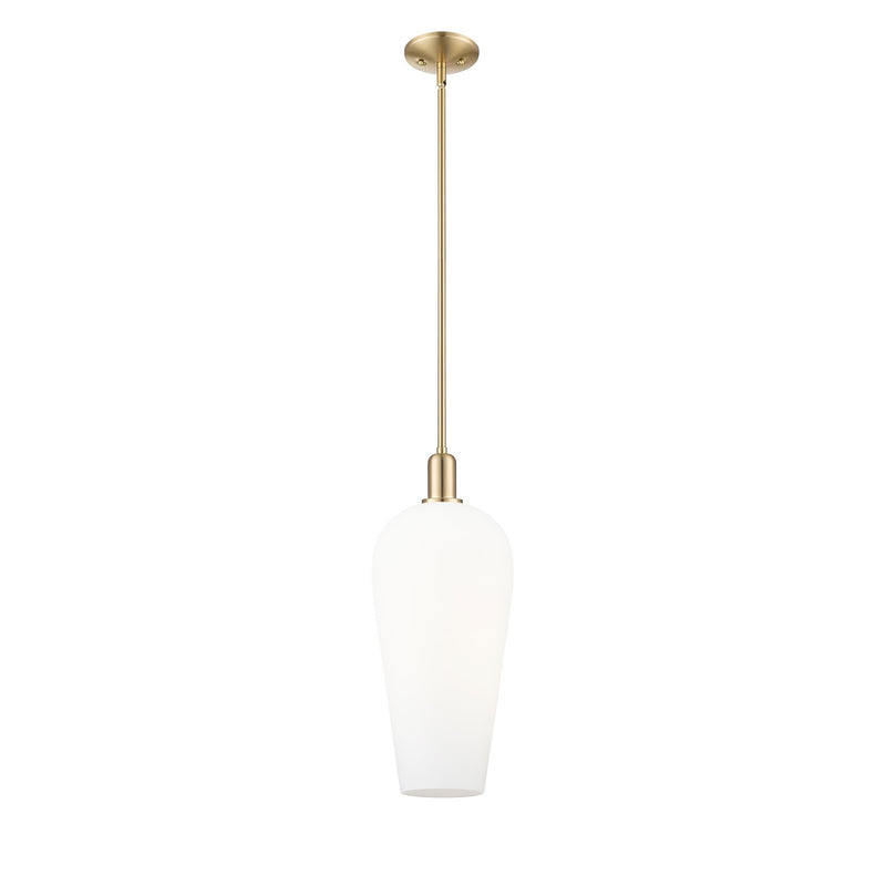 Innovations Chelsea 8in 1-Light Mini Pendant | Industrial Champagne Bronze Steel and White Glass | Kitchen Island & Dining Room | Model 716-1S-CB-G456-8WH