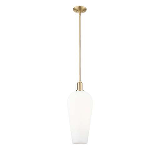Innovations Chelsea 8in 1-Light Mini Pendant | Industrial Champagne Bronze Steel and White Glass | Kitchen Island & Dining Room | Model 716-1S-CB-G456-8WH
