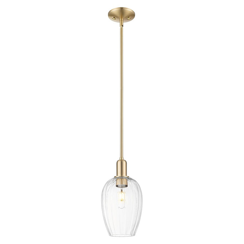 Innovations Preston 6" Flute Stem Mini Pendant, BZ/Clear - 716-1S-CB-G457-6CL