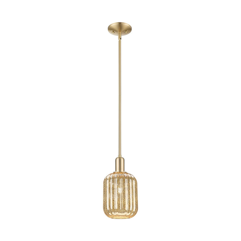 Innovations Preston Cylinder 6.75in 1-Light Mini Pendant | Industrial Champagne Bronze Steel and Mercury Glass | Kitchen Island | Model 716-1S-CB-G460-7ME