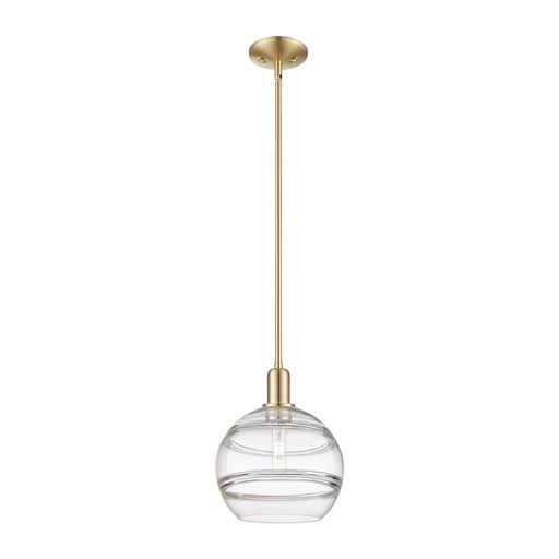 Innovations Rochester 10in 1-Light Mini Pendant | Industrial Champagne Bronze Steel and Clear Glass | Kitchen Island & Dining | Model 716-1S-CB-G556-10CL