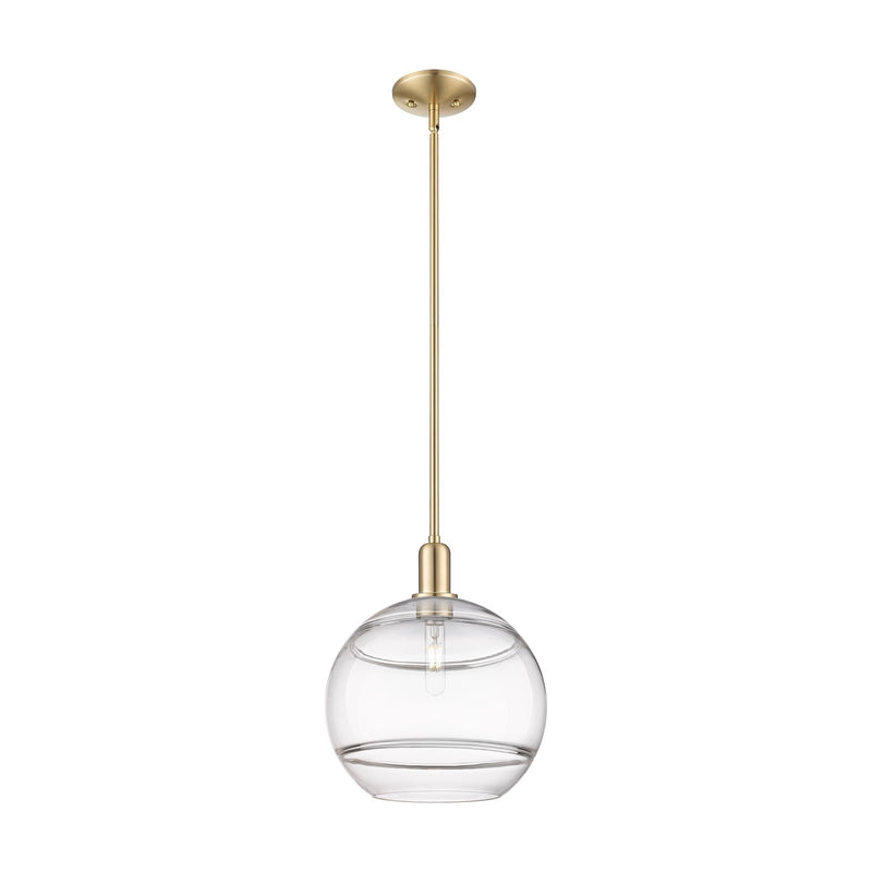 Innovations Rochester 12in 1-Light Mini Pendant | Industrial Champagne Bronze Steel and Clear Glass | Kitchen Island & Dining | Model 716-1S-CB-G556-12CL