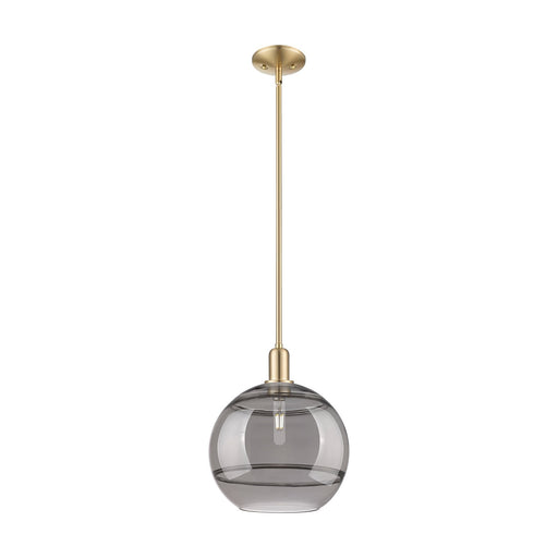 Innovations Rochester 12in 1-Light Mini Pendant | Industrial Champagne Bronze Steel and Light Smoke Glass | Kitchen Island & | Model 716-1S-CB-G556-12SM