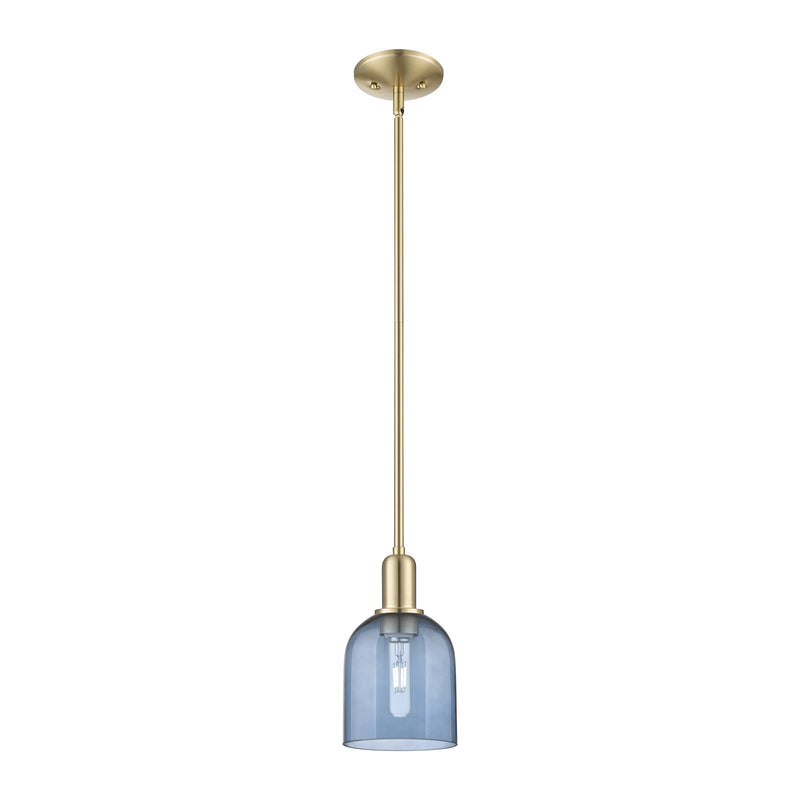 Innovations Bella 6in 1-Light Mini Pendant | Industrial Champagne Bronze Steel and Blue Glass | Kitchen Island & Dining Room | Model 716-1S-CB-G558-6BL