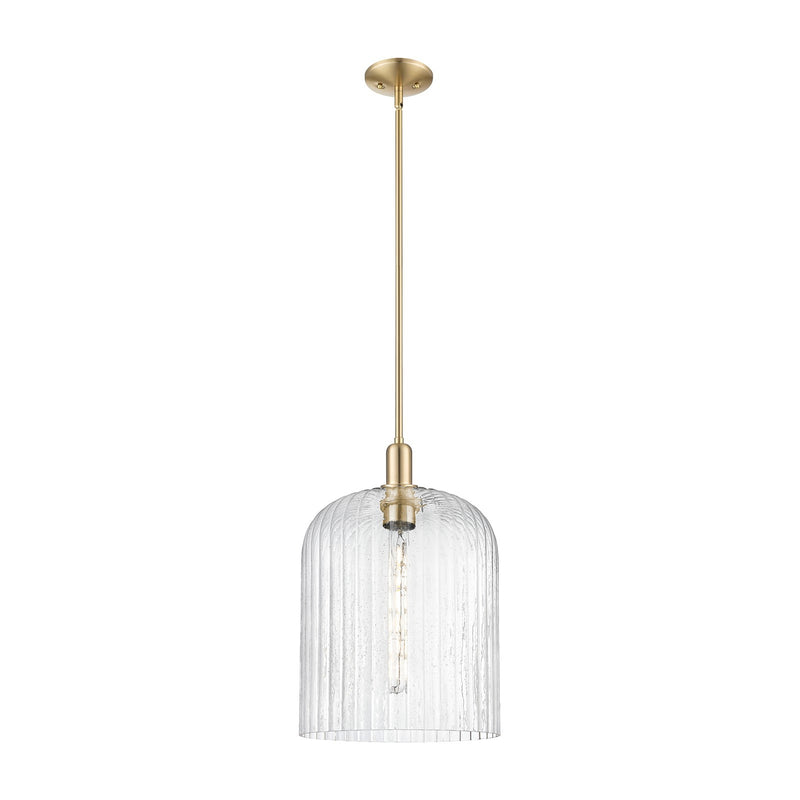 Innovations Bridal Veil 12in 1-Light Mini Pendant | Industrial Champagne Bronze Steel and Seedy Ribbed Glass | Kitchen Island | Model 716-1S-CB-G559-12SDY