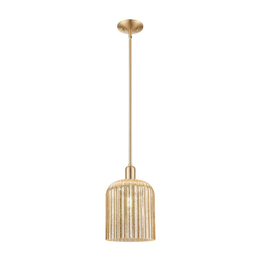 Innovations Bridal Veil 8in 1-Light Mini Pendant | Industrial Champagne Bronze Steel and Mercury Ribbed Glass | Kitchen Island | Model 716-1S-CB-G559-8ME