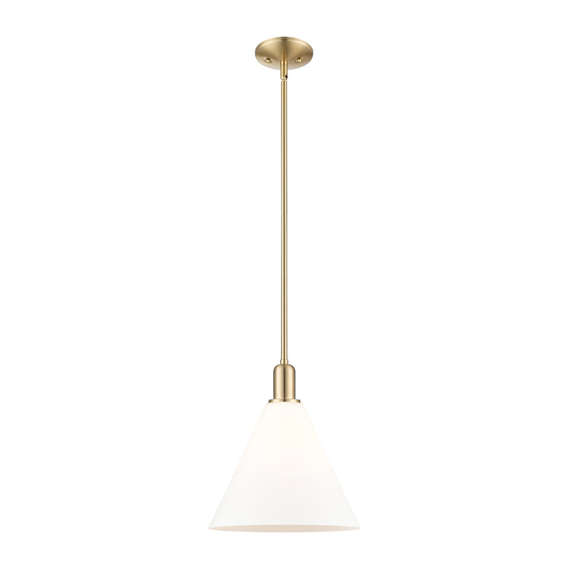 Innovations Berkshire Glass 12in 1-Light Mini Pendant | Industrial Champagne Bronze Steel and Matte White Glass | Kitchen Island | Model 716-1S-CB-GBC-121