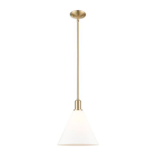 Innovations Berkshire Glass 12in 1-Light Mini Pendant | Industrial Champagne Bronze Steel and Matte White Glass | Kitchen Island | Model 716-1S-CB-GBC-121