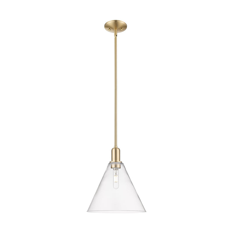 Innovations Berkshire Glass 12in 1-Light Mini Pendant | Industrial Champagne Bronze Steel and Clear Glass | Kitchen Island & | Model 716-1S-CB-GBC-122