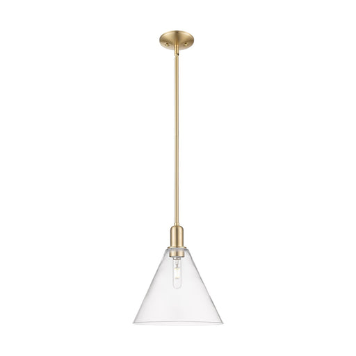 Innovations Berkshire Glass 12in 1-Light Mini Pendant | Industrial Champagne Bronze Steel and Clear Glass | Kitchen Island & | Model 716-1S-CB-GBC-122