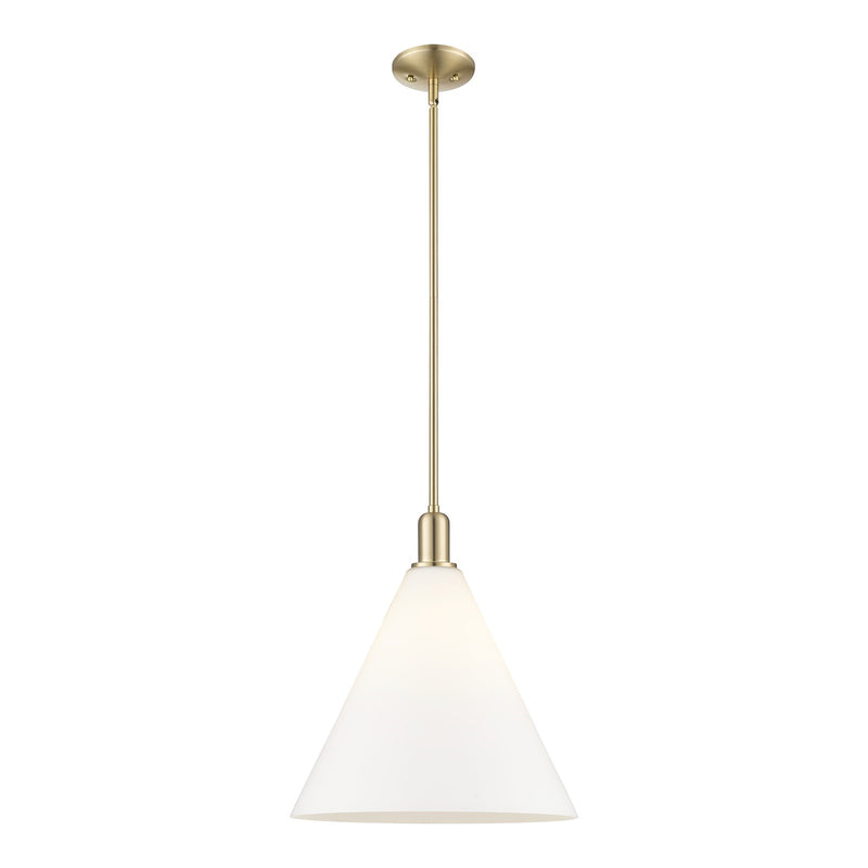 Innovations Berkshire Glass 16in 1-Light Mini Pendant | Industrial Champagne Bronze Steel and Matte White Glass | Kitchen Island | Model 716-1S-CB-GBC-161