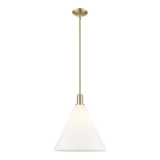 Innovations Berkshire Glass 16in 1-Light Mini Pendant | Industrial Champagne Bronze Steel and Matte White Glass | Kitchen Island | Model 716-1S-CB-GBC-161