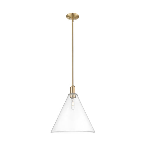 Innovations Berkshire Glass 16in 1-Light Mini Pendant | Industrial Champagne Bronze Steel and Clear Cone Glass | Kitchen Island | Model 716-1S-CB-GBC-162