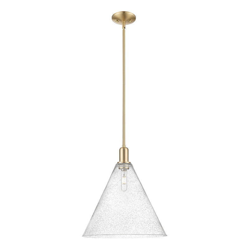 Innovations Berkshire Glass 16in 1-Light Mini Pendant | Industrial Champagne Bronze Steel and Seedy Glass | Kitchen Island & | Model 716-1S-CB-GBC-164