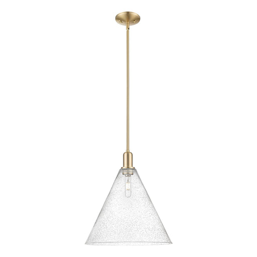 Innovations Berkshire Glass 16in 1-Light Mini Pendant | Industrial Champagne Bronze Steel and Seedy Glass | Kitchen Island & | Model 716-1S-CB-GBC-164