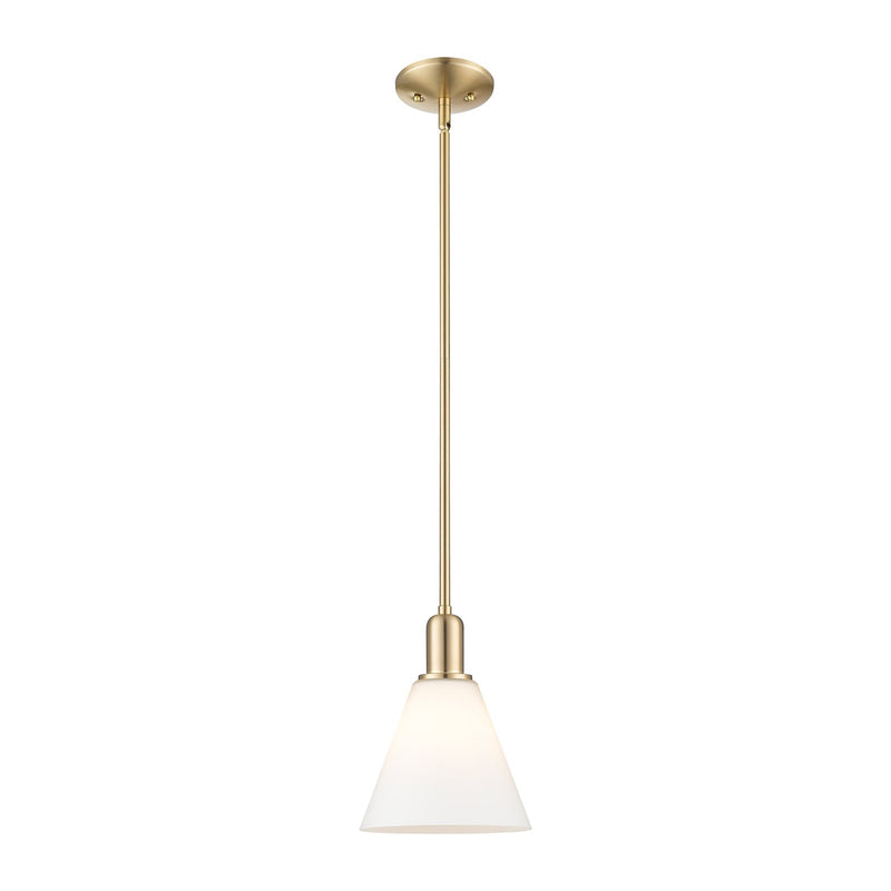 Innovations Berkshire Glass 8in 1-Light Mini Pendant | Industrial Champagne Bronze Steel and Matte White Glass | Kitchen Island & | Model 716-1S-CB-GBC-81