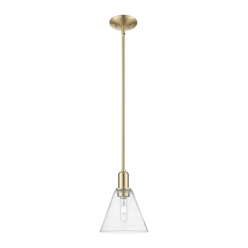 Innovations Berkshire Glass 8in 1-Light Mini Pendant | Industrial Champagne Bronze Steel and Seedy Glass | Kitchen Island & | Model 716-1S-CB-GBC-84