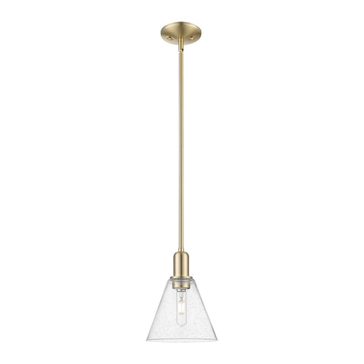 Innovations Berkshire Glass 8in 1-Light Mini Pendant | Industrial Champagne Bronze Steel and Seedy Glass | Kitchen Island & | Model 716-1S-CB-GBC-84