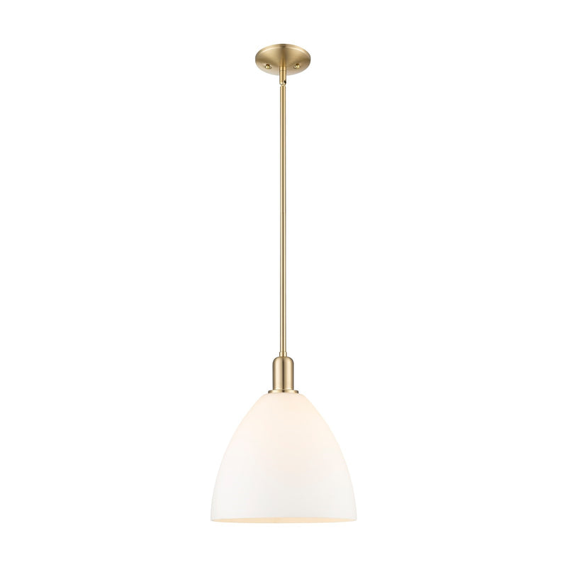 Innovations Bristol 12in 1-Light Mini Pendant | Industrial Champagne Bronze Steel and Matte White Glass | Kitchen Island & | Model 716-1S-CB-GBD-121