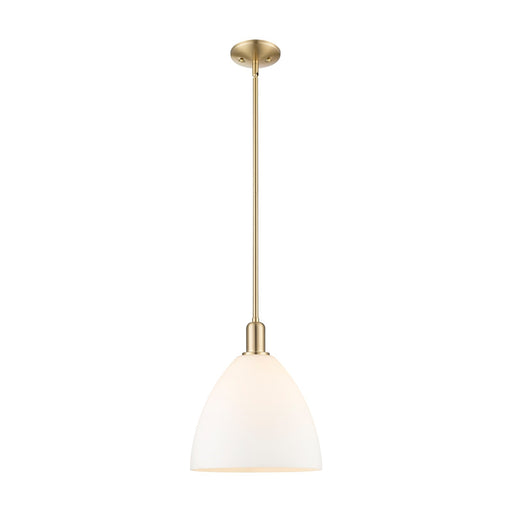 Innovations Bristol 12in 1-Light Mini Pendant | Industrial Champagne Bronze Steel and Matte White Glass | Kitchen Island & | Model 716-1S-CB-GBD-121