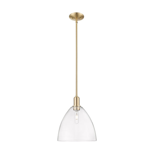 Innovations Bristol 12in 1-Light Mini Pendant | Industrial Champagne Bronze Steel and Clear Glass | Kitchen Island & Dining Room | Model 716-1S-CB-GBD-122