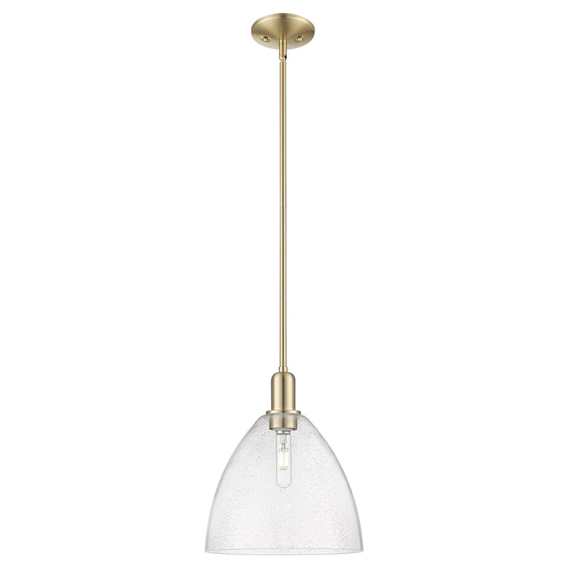 Innovations Bristol 12in 1-Light Mini Pendant | Industrial Champagne Bronze Steel and Seedy Glass | Kitchen Island & Dining Room | Model 716-1S-CB-GBD-124