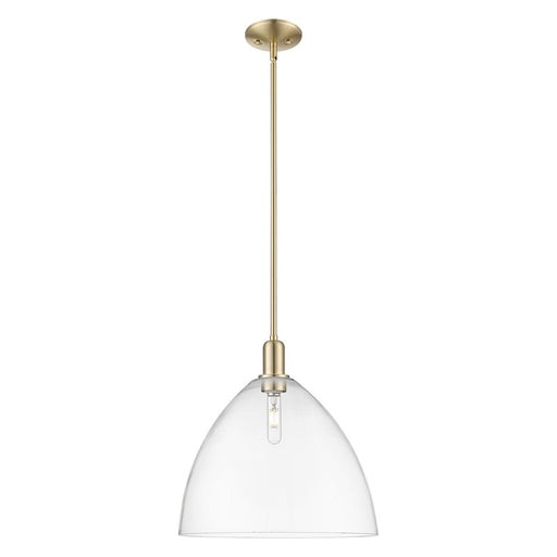 Innovations Bristol 16in 1-Light Mini Pendant | Industrial Champagne Bronze Steel and Clear Glass | Kitchen Island & Dining Room | Model 716-1S-CB-GBD-162