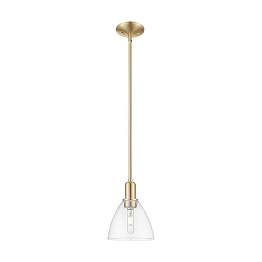 Innovations Bristol 8in 1-Light Mini Pendant | Industrial Champagne Bronze Steel and Clear Glass | Kitchen Island & Dining Room | Model 716-1S-CB-GBD-752