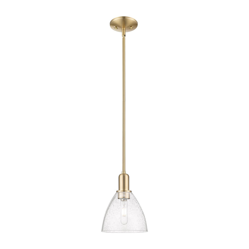 Innovations Bristol 8in 1-Light Mini Pendant | Industrial Champagne Bronze Steel and Seedy Glass | Kitchen Island & Dining Room | Model 716-1S-CB-GBD-754