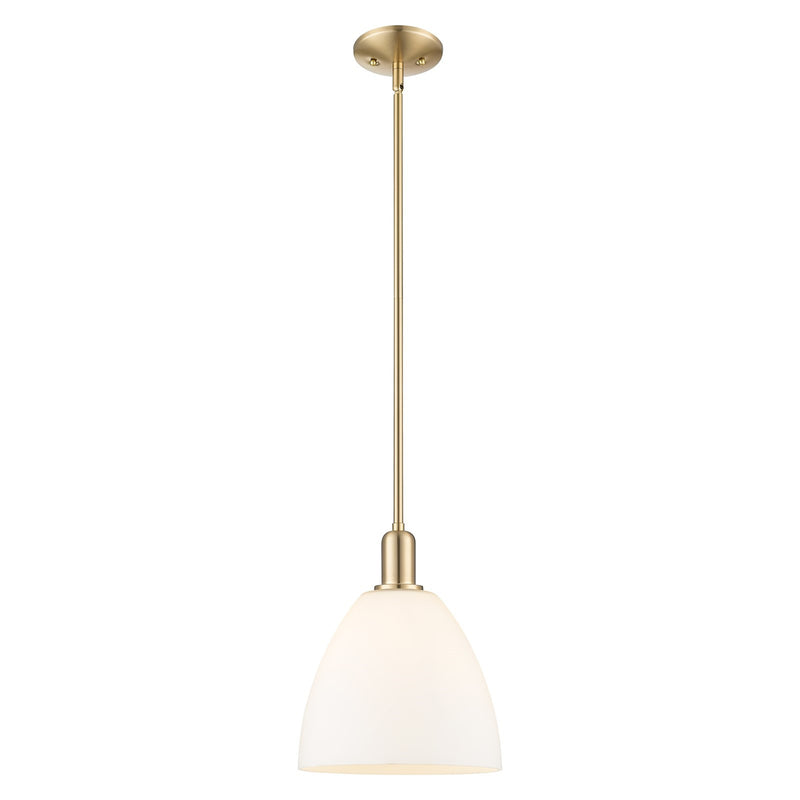 Innovations Bristol 9in 1-Light Mini Pendant | Industrial Champagne Bronze Steel and Matte White Glass | Kitchen Island & Dining | Model 716-1S-CB-GBD-91