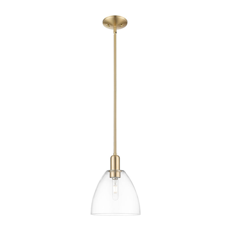 Innovations Bristol 9in 1-Light Mini Pendant | Industrial Champagne Bronze Steel and Clear Glass | Kitchen Island & Dining Room | Model 716-1S-CB-GBD-92