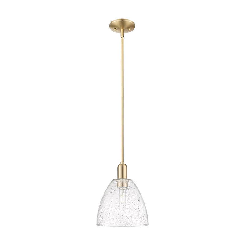 Innovations Bristol 9in 1-Light Mini Pendant | Industrial Champagne Bronze Steel and Seedy Glass | Kitchen Island & Dining Room | Model 716-1S-CB-GBD-94
