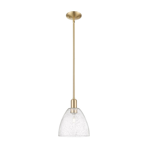 Innovations Bristol 9in 1-Light Mini Pendant | Industrial Champagne Bronze Steel and Seedy Glass | Kitchen Island & Dining Room | Model 716-1S-CB-GBD-94