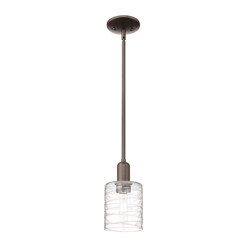 Innovations Cobbleskill 5in 1-Light Mini Pendant | Industrial Oil Rubbed Bronze and Deco Swirl Glass | Kitchen Island | 5 x 9.62 in | Model 716-1S-OB-G1113